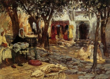 フレデリック・アーサー・ブリッジマン Painting - アイドルな瞬間 アラブの中庭 フレデリック・アーサー・ブリッジマン